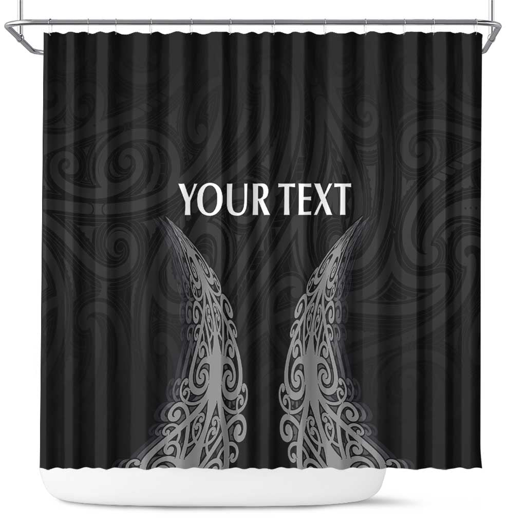 New Zealand Netball Shower Curtain Koru and Maori Tattoo Jersey LT03 Black - Polynesian Pride