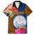 Personalised Marshall Islands Manit Day Family Matching Puletasi Dress and Hawaiian Shirt Marshall Seal Mix Hibiscus Flower Maori Pattern Style LT03 Dad's Shirt - Short Sleeve Blue - Polynesian Pride