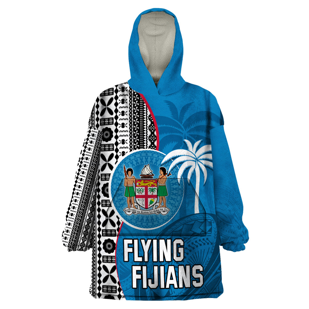 fiji-rugby-wearable-blanket-hoodie-coat-of-arms-palm-tree-mix-polynesia-tapa-pattern