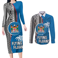 custom-fiji-rugby-couples-matching-long-sleeve-bodycon-dress-and-long-sleeve-button-shirts-coat-of-arms-palm-tree-mix-polynesia-tapa-pattern