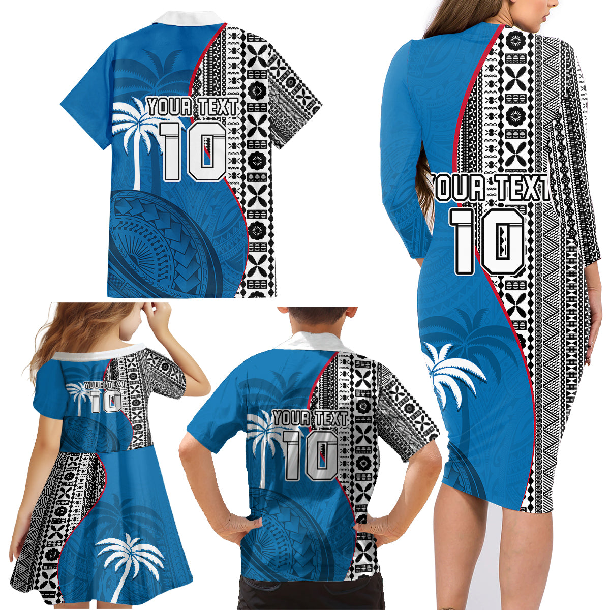 custom-fiji-rugby-family-matching-long-sleeve-bodycon-dress-and-hawaiian-shirt-coat-of-arms-palm-tree-mix-polynesia-tapa-pattern