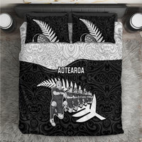 New Zealand World Cup 2023 Bedding Set Aotearoa Haka Rugby with Silver Fern Maori Ethnic Pattern LT03 Black - Polynesian Pride