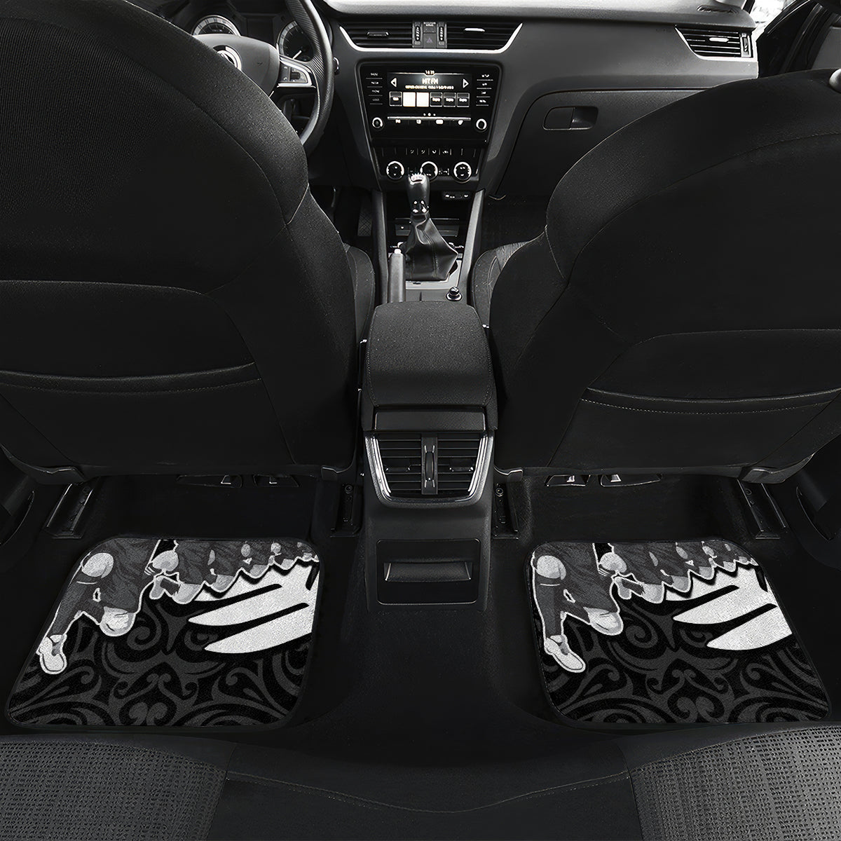 New Zealand World Cup 2023 Car Mats Aotearoa Haka Rugby with Silver Fern Maori Ethnic Pattern LT03 - Polynesian Pride