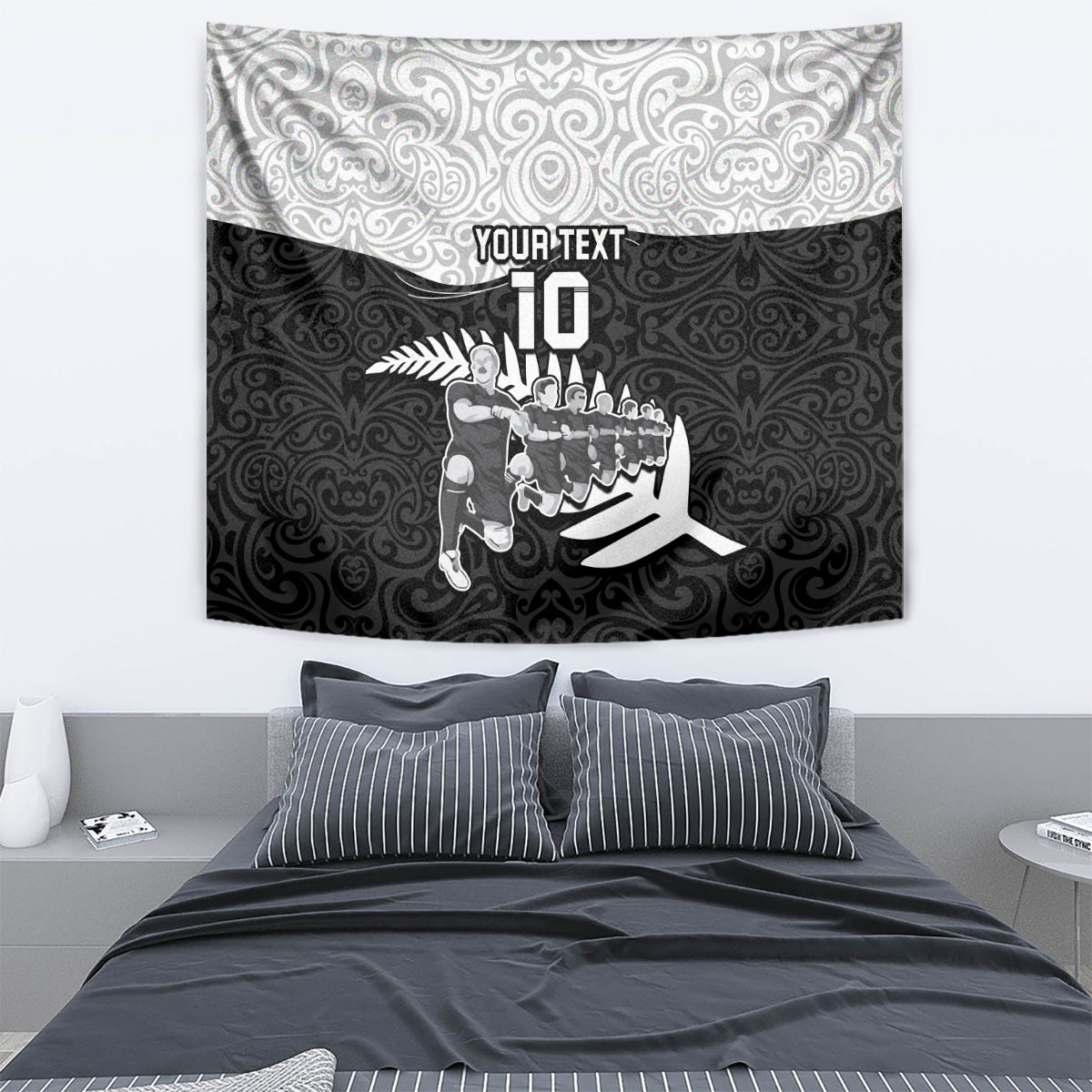 Custom New Zealand World Cup 2023 Tapestry Aotearoa Haka Rugby with Silver Fern Maori Ethnic Pattern LT03 - Polynesian Pride
