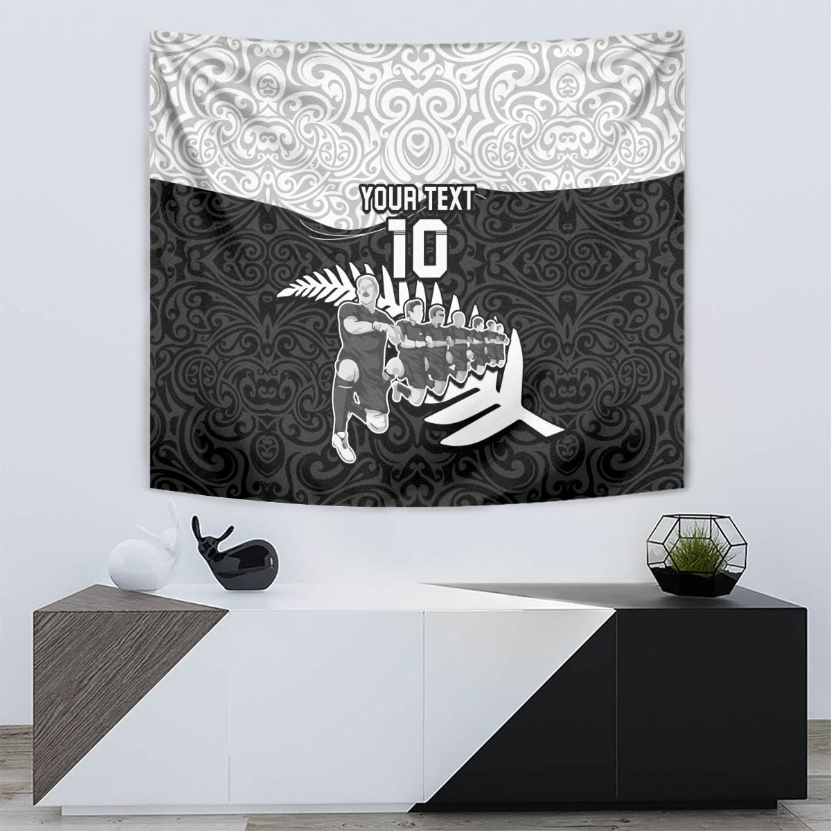 Custom New Zealand World Cup 2023 Tapestry Aotearoa Haka Rugby with Silver Fern Maori Ethnic Pattern LT03 - Polynesian Pride