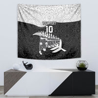 Custom New Zealand World Cup 2023 Tapestry Aotearoa Haka Rugby with Silver Fern Maori Ethnic Pattern LT03 - Polynesian Pride