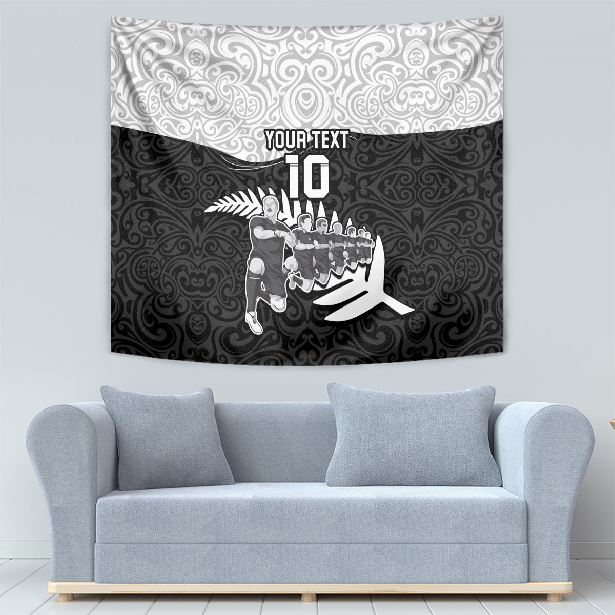 Custom New Zealand World Cup 2023 Tapestry Aotearoa Haka Rugby with Silver Fern Maori Ethnic Pattern LT03 - Polynesian Pride
