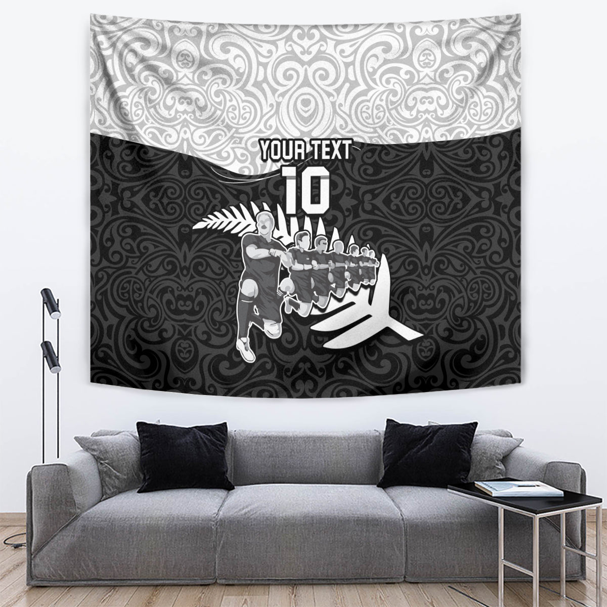 Custom New Zealand World Cup 2023 Tapestry Aotearoa Haka Rugby with Silver Fern Maori Ethnic Pattern LT03 - Polynesian Pride