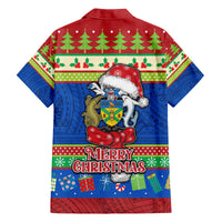 Solomon Islands Christmas Family Matching Off Shoulder Maxi Dress and Hawaiian Shirt Santa With Flag Of Solomon Polynesian Tribal Xmas Vibe LT03 - Polynesian Pride