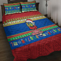 Solomon Islands Christmas Quilt Bed Set Santa With Flag Of Solomon Polynesian Tribal Xmas Vibe LT03 - Polynesian Pride