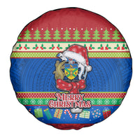 Solomon Islands Christmas Spare Tire Cover Santa With Flag Of Solomon Polynesian Tribal Xmas Vibe LT03 - Polynesian Pride