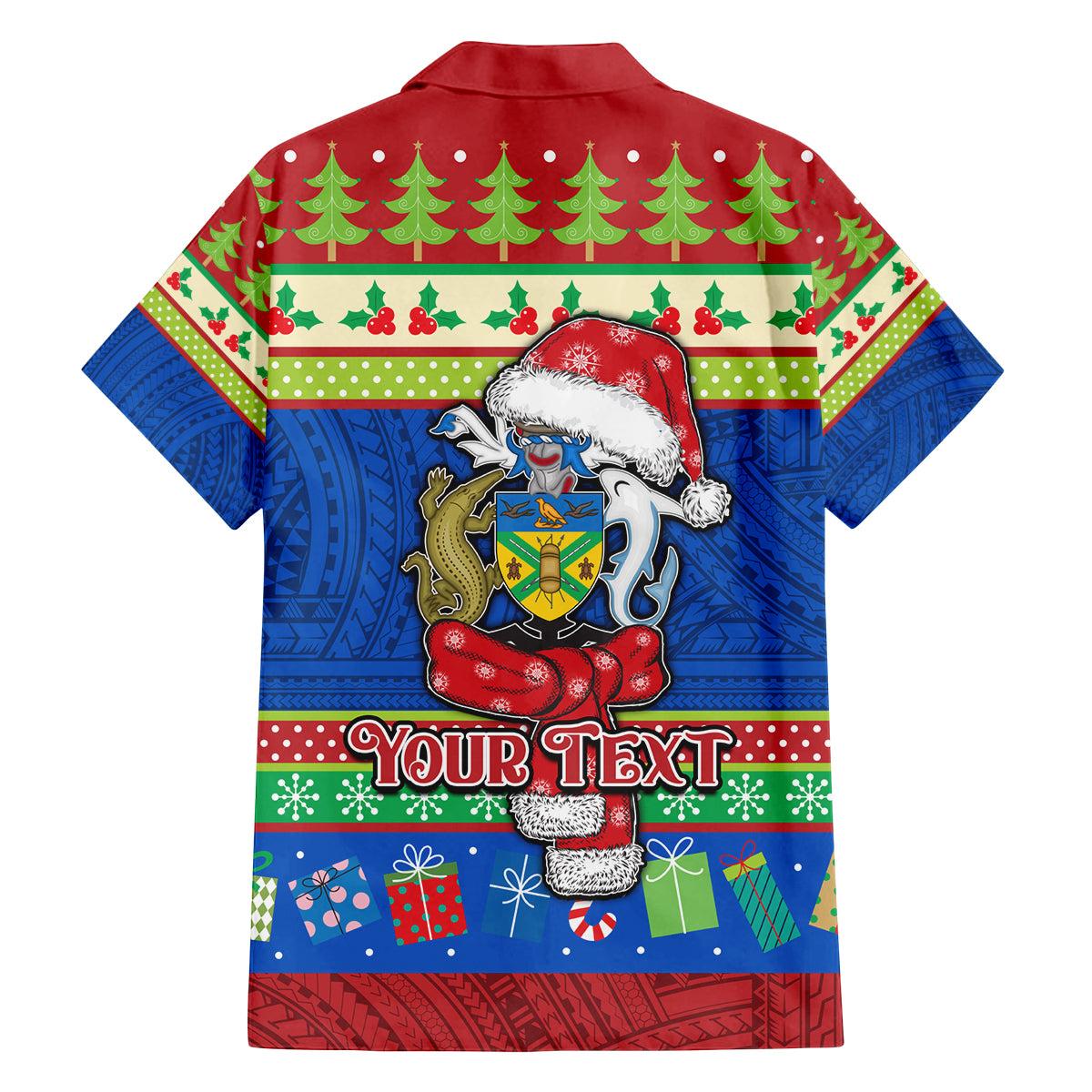 Personalised Solomon Islands Christmas Family Matching Summer Maxi Dress and Hawaiian Shirt Santa With Flag Of Solomon Polynesian Tribal Xmas Vibe LT03 - Polynesian Pride