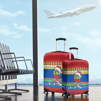 Personalised Solomon Islands Christmas Luggage Cover Santa With Flag Of Solomon Polynesian Tribal Xmas Vibe LT03 - Polynesian Pride