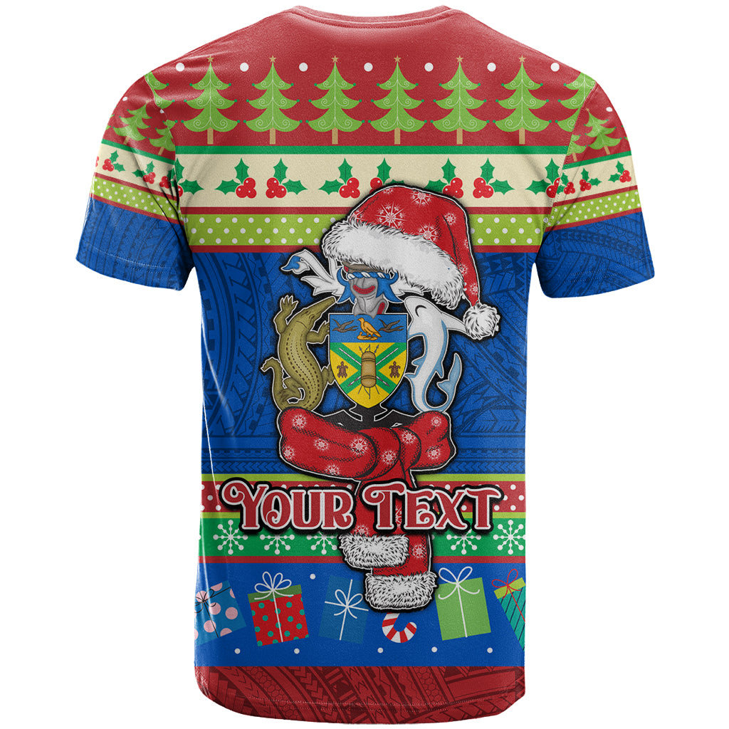 Personalised Solomon Islands Christmas T Shirt Santa With Flag Of Solomon Polynesian Tribal Xmas Vibe LT03 - Polynesian Pride