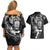 New Zealand Rugby Couples Matching Off Shoulder Short Dress and Hawaiian Shirt Maori Warrior Rugby with Silver Fern Sleeve Tribal Ethnic Style LT03 - Polynesian Pride