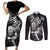 New Zealand Rugby Couples Matching Short Sleeve Bodycon Dress and Long Sleeve Button Shirt Maori Warrior Rugby with Silver Fern Sleeve Tribal Ethnic Style LT03 Black - Polynesian Pride