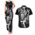 New Zealand Rugby Couples Matching Tank Maxi Dress and Hawaiian Shirt Maori Warrior Rugby with Silver Fern Sleeve Tribal Ethnic Style LT03 Black - Polynesian Pride