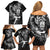 New Zealand Rugby Family Matching Off Shoulder Short Dress and Hawaiian Shirt Maori Warrior Rugby with Silver Fern Sleeve Tribal Ethnic Style LT03 - Polynesian Pride