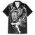 New Zealand Rugby Family Matching Off Shoulder Short Dress and Hawaiian Shirt Maori Warrior Rugby with Silver Fern Sleeve Tribal Ethnic Style LT03 Dad's Shirt - Short Sleeve Black - Polynesian Pride