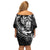 New Zealand Rugby Family Matching Off Shoulder Short Dress and Hawaiian Shirt Maori Warrior Rugby with Silver Fern Sleeve Tribal Ethnic Style LT03 - Polynesian Pride