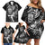 Personalised New Zealand Rugby Family Matching Off Shoulder Short Dress and Hawaiian Shirt Maori Warrior Rugby with Silver Fern Sleeve Tribal Ethnic Style LT03 - Polynesian Pride