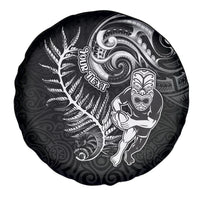 Personalised New Zealand Rugby Spare Tire Cover Maori Warrior Rugby with Silver Fern Sleeve Tribal Ethnic Style LT03 - Polynesian Pride