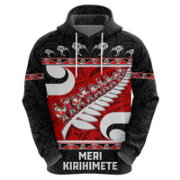 Personalized New Zealand Christmas Hoodie Santa Haka Fern and Kiwi Bird Tino Rangatiratanga Maori Flag Style LT03 - Polynesian Pride