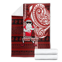 Personalized New Zealand Christmas Blanket Santa Claus and Kiwi Bird Maori Tattoo Koru Pattern LT03 - Polynesian Pride