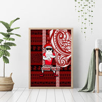 Personalized New Zealand Christmas Canvas Wall Art Santa Claus and Kiwi Bird Maori Tattoo Koru Pattern LT03 - Polynesian Pride