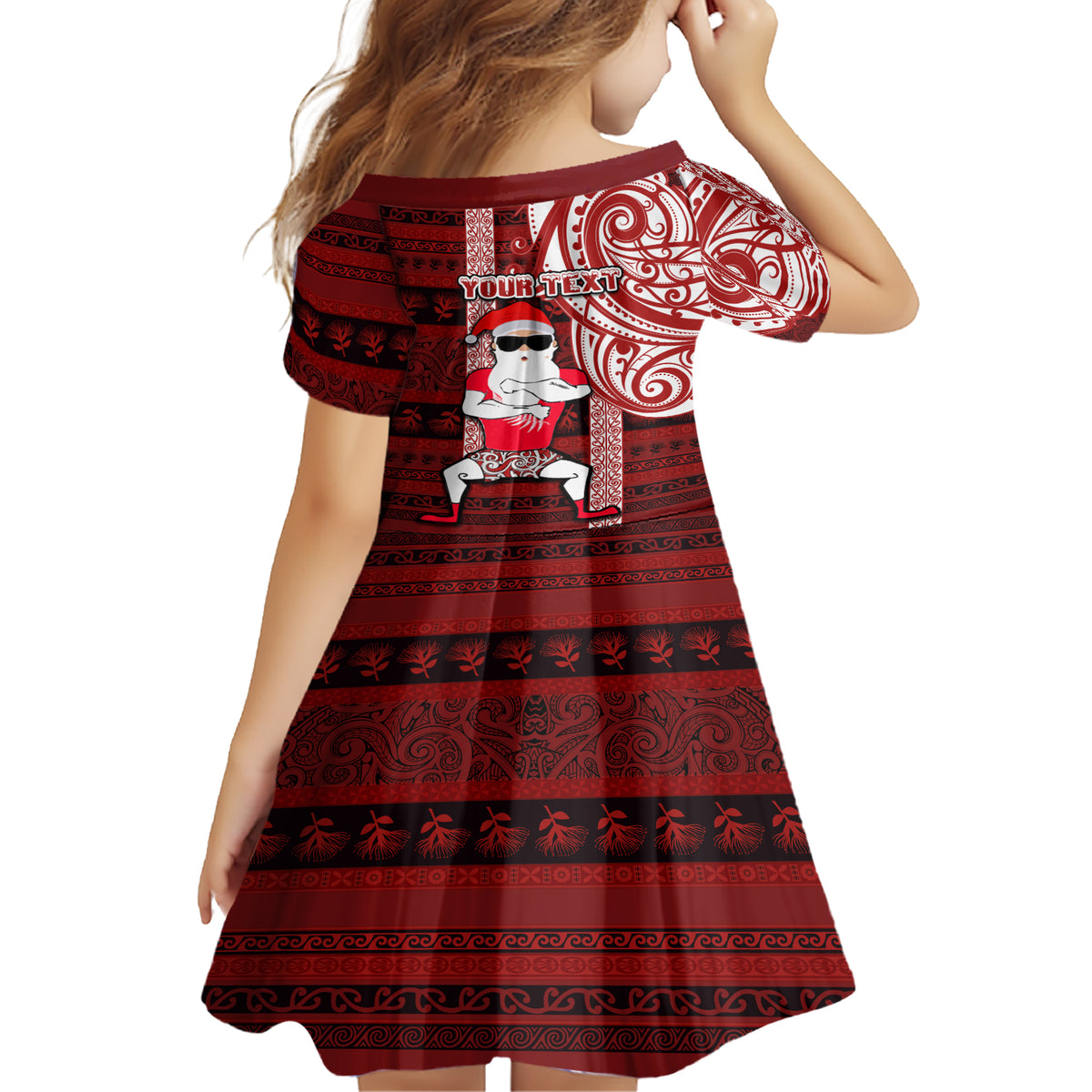 Personalized New Zealand Christmas Family Matching Short Sleeve Bodycon Dress and Hawaiian Shirt Santa Claus and Kiwi Bird Maori Tattoo Koru Pattern LT03 - Polynesian Pride