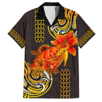 Hawaii Turtle Hibiscus Flower Family Matching Long Sleeve Bodycon Dress and Hawaiian Shirt Polynesian Tattoo LT03 Dad's Shirt - Short Sleeve Black - Polynesian Pride
