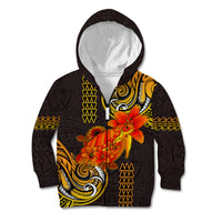 Hawaii Turtle Hibiscus Flower Kid Hoodie Polynesian Tattoo LT03 Zip Hoodie Black - Polynesian Pride