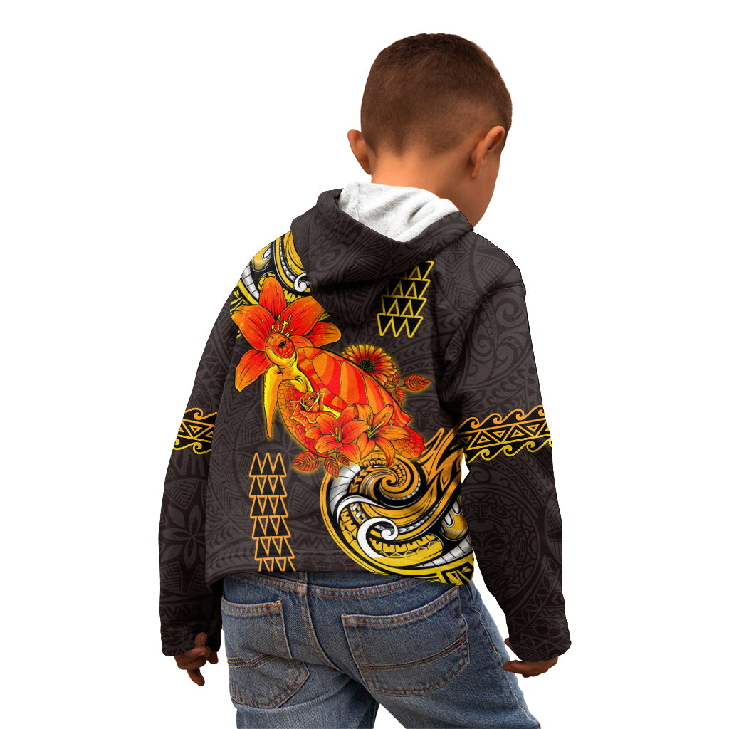 Hawaii Turtle Hibiscus Flower Kid Hoodie Polynesian Tattoo LT03 - Polynesian Pride