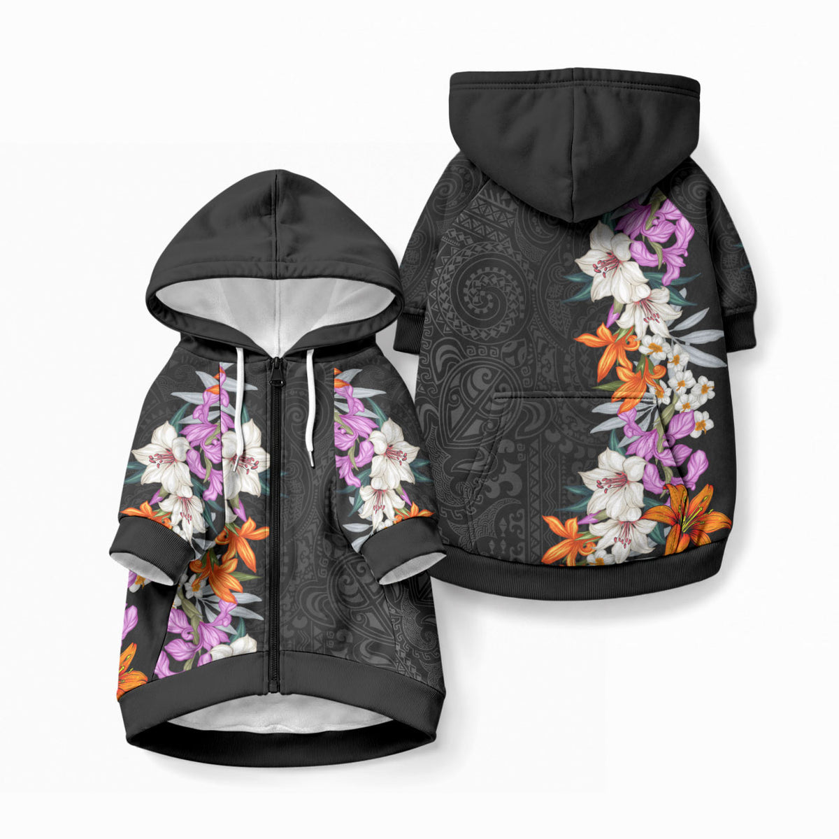 Hawaii Tropical Leaves and Flowers Pet Hoodie