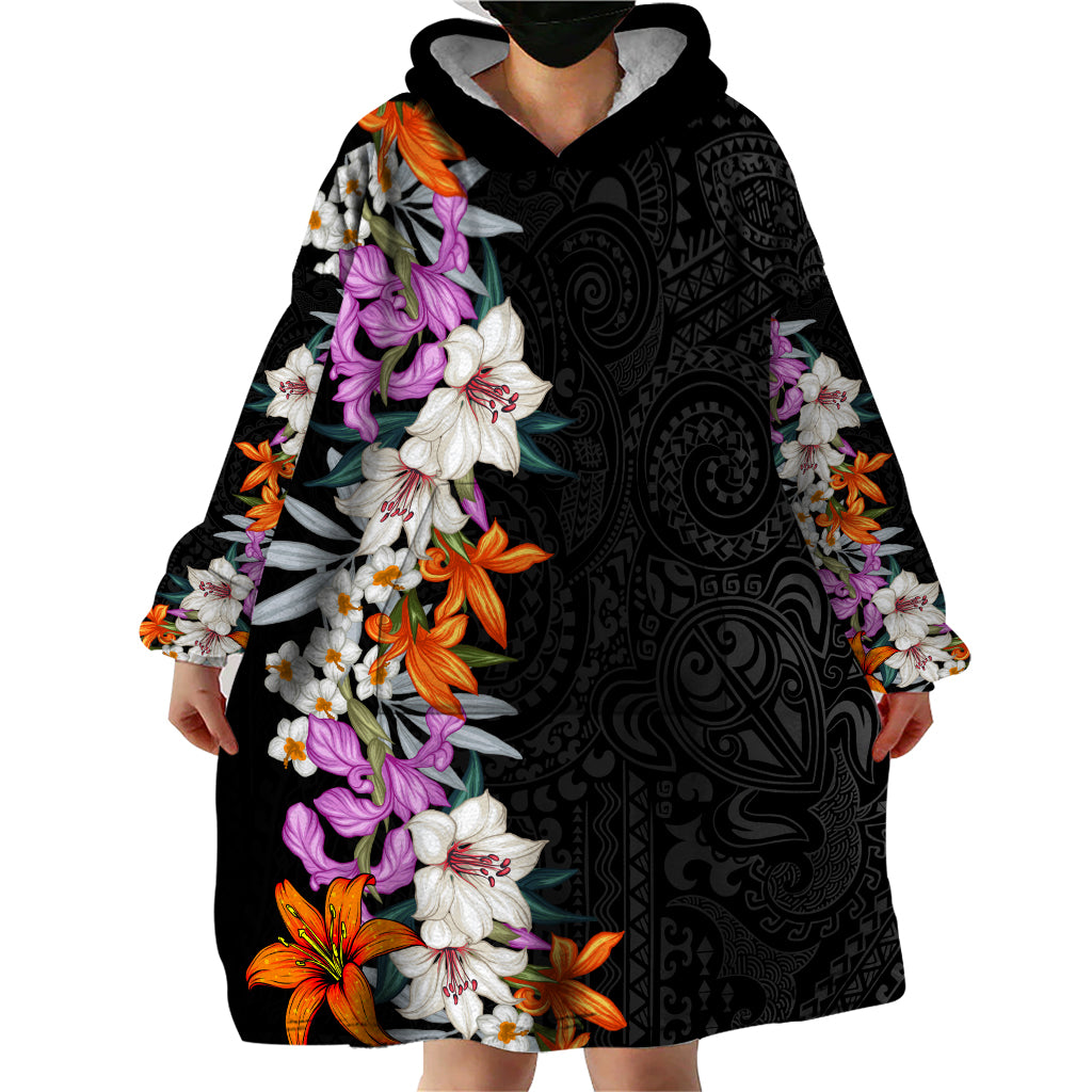 Hawaii Tropical Leaves and Flowers Wearable Blanket Hoodie Tribal Polynesian Pattern LT03 - Polynesian Pride