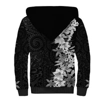 Hawaii Tropical Leaves and Flowers Sherpa Hoodie Tribal Polynesian Pattern Black White Style LT03 - Polynesian Pride