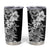 Hawaii Tropical Leaves and Flowers Tumbler Cup Tribal Polynesian Pattern Black White Style