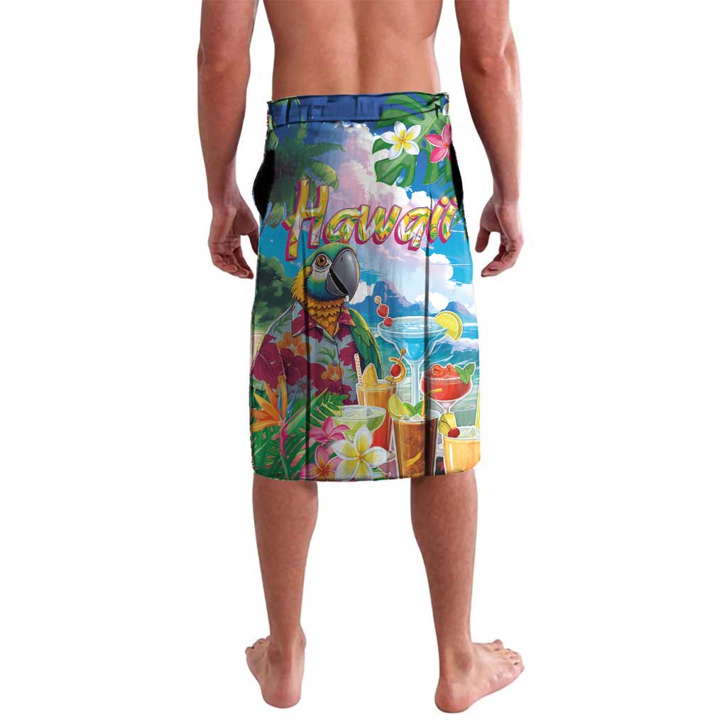 Hawaii Cocktails Lavalava Parrot with Cute Beach Landscape and Tropical Plants