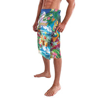 Hawaii Cocktails Lavalava Parrot with Cute Beach Landscape and Tropical Plants