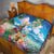 Hawaii Cocktails Quilt Parrot with Cute Beach Landscape and Tropical Plants