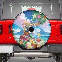 Hawaii Cocktails Spare Tire Cover Parrot with Cute Beach Landscape and Tropical Plants