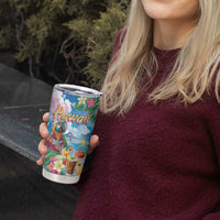 Hawaii Cocktails Tumbler Cup Parrot with Cute Beach Landscape and Tropical Plants