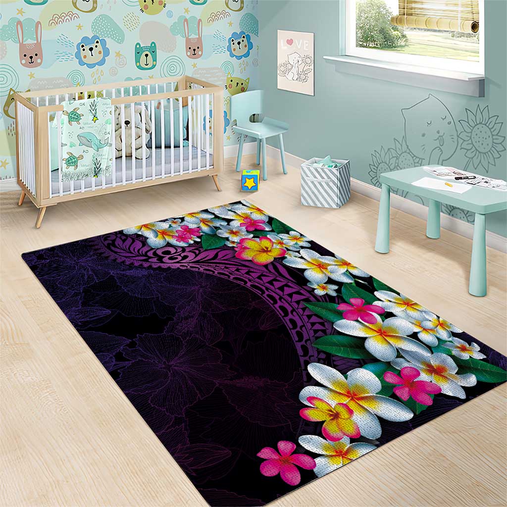 Hawaiian Plumeria-Polynesian Art Tattoo Mauve Color Area Rug