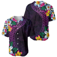 Hawaiian Plumeria-Polynesian Art Tattoo Mauve Color Baseball Jersey LT03 - Polynesian Pride