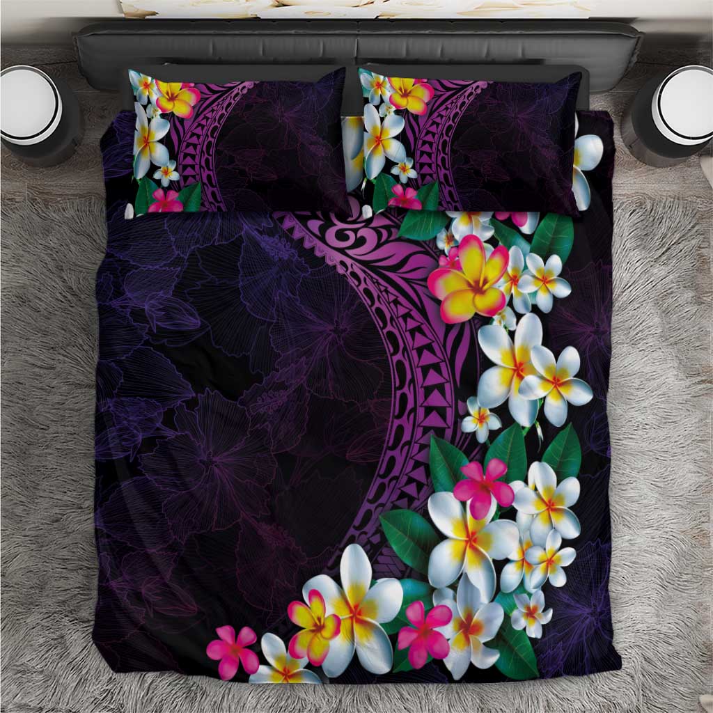 Hawaiian Plumeria-Polynesian Art Tattoo Mauve Color Bedding Set