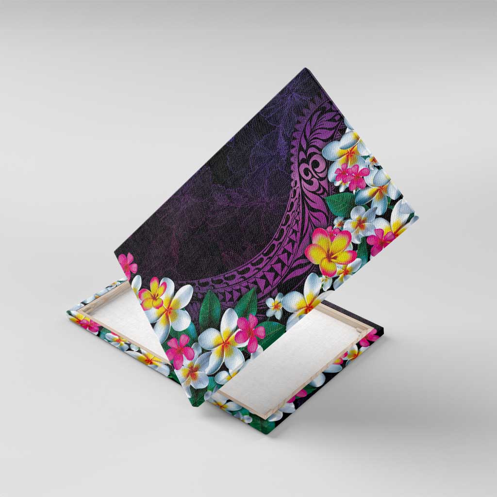 Hawaiian Plumeria-Polynesian Art Tattoo Mauve Color Canvas Wall Art