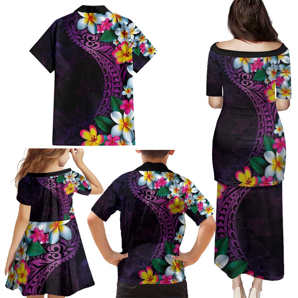 Hawaiian Plumeria-Polynesian Art Tattoo Mauve Color Family Matching Puletasi and Hawaiian Shirt LT03 - Polynesian Pride