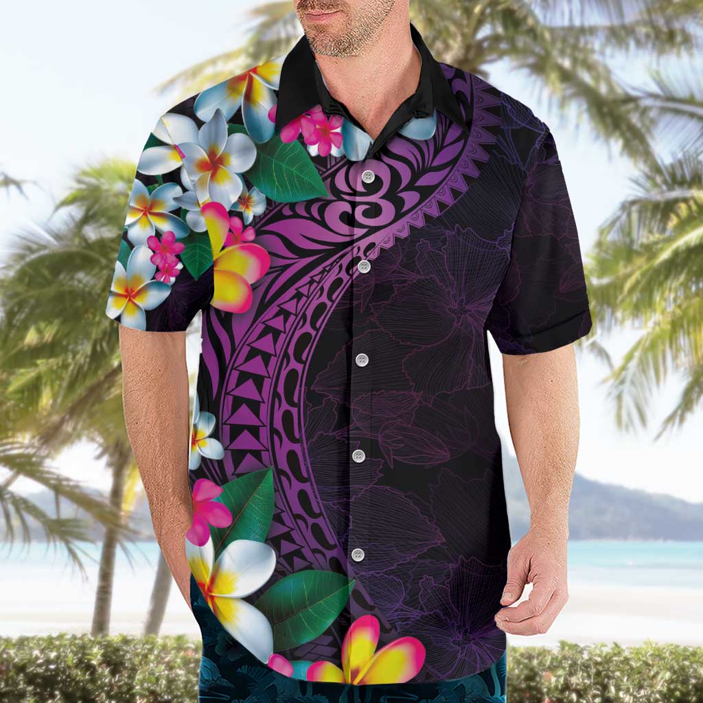 Hawaiian Plumeria-Polynesian Art Tattoo Mauve Color Hawaiian Shirt