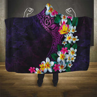 Hawaiian Plumeria-Polynesian Art Tattoo Mauve Color Hooded Blanket