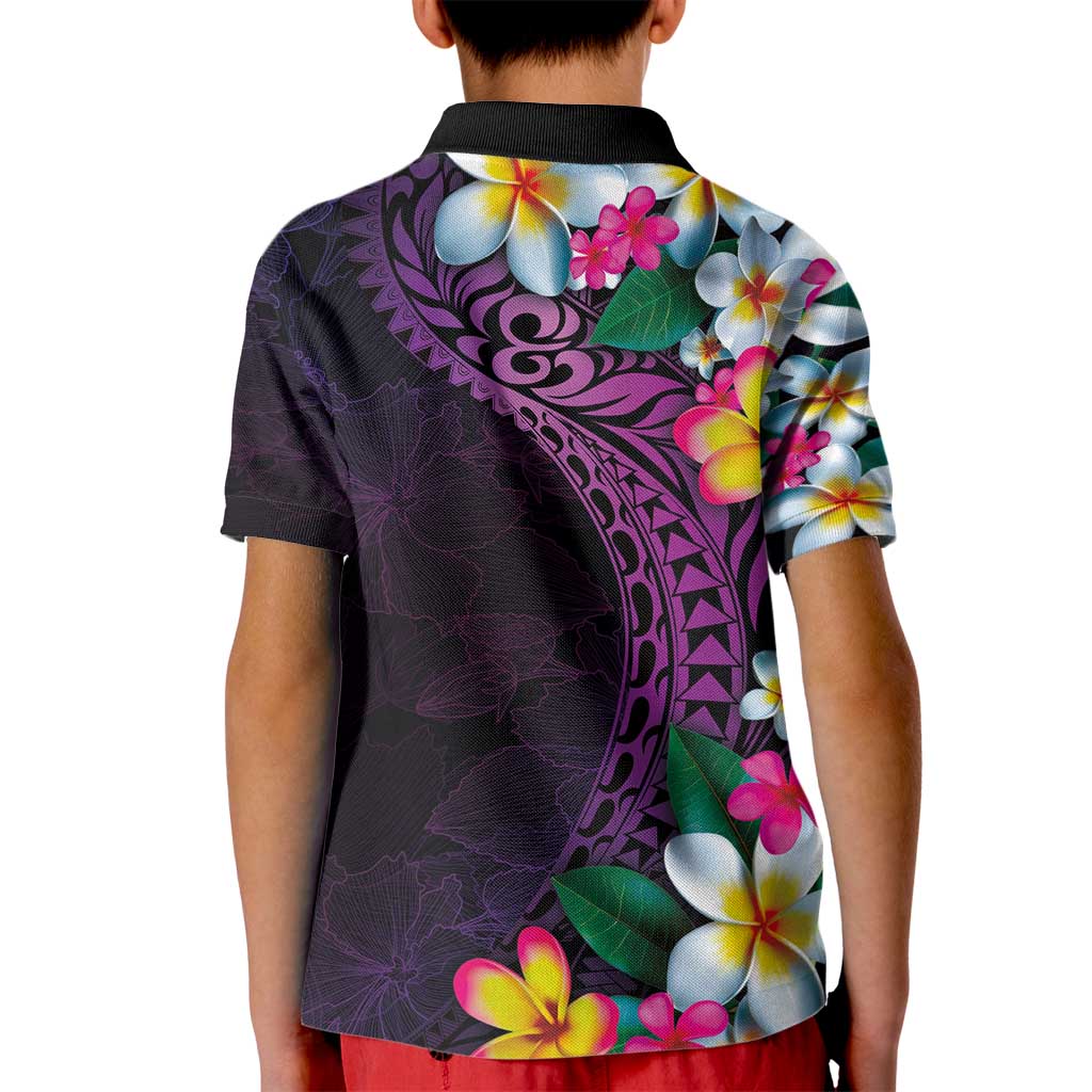 Hawaiian Plumeria-Polynesian Art Tattoo Mauve Color Kid Polo Shirt